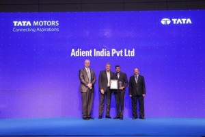 From left: Mr Thomas Flack, Chief Purchasing Officer, Tata Motors; Mr Guenter Butschek, CEO and Managing Director, Tata Motors; Mr Murali Rajagopalan, Director and Country Manager, Adient India; Mr Satish B Borwankar, Chief Operating Officer, Tata Motors (PRNewsfoto/Adient)