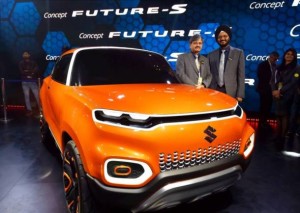 Greater Noida: Maruti Suzuki's Senior Executive Director, Marketing and Sales RS Kalsi (R) and Senior Executive Director (Engineering) CV  Raman showcase the company's ConceptFutureS at the Auto Expo 2018 in Greater Noida on Wednesday. PTI Photo by Vijay Verma    (PTI2_7_2018_000020B)